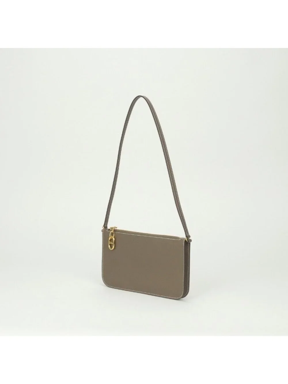 Hermes Zip Ungo To Go Shoulder Bag Ever Color Etoupe Gray Gold Pouch Clutch